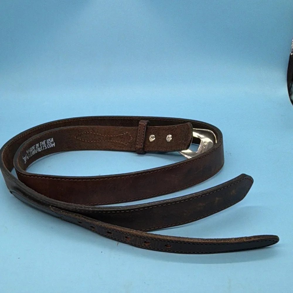 Bullhide Belts Mens Size 48 Leather Floral Buckle Western Belt Made In USA VTG